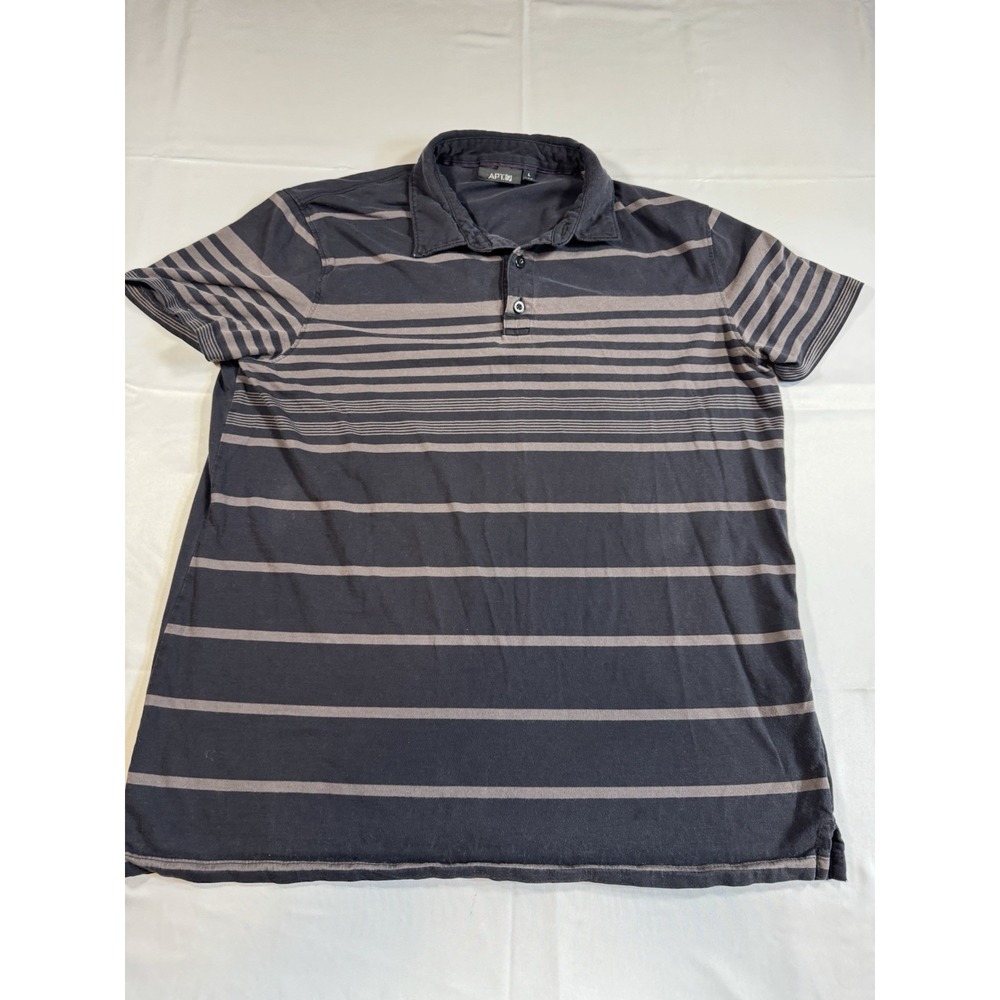 Apt. 9 Polo‎ Shirt Mens Large Black Gray Short Sleeve Soft Cotton Blend Casual - Picture 2 of 4